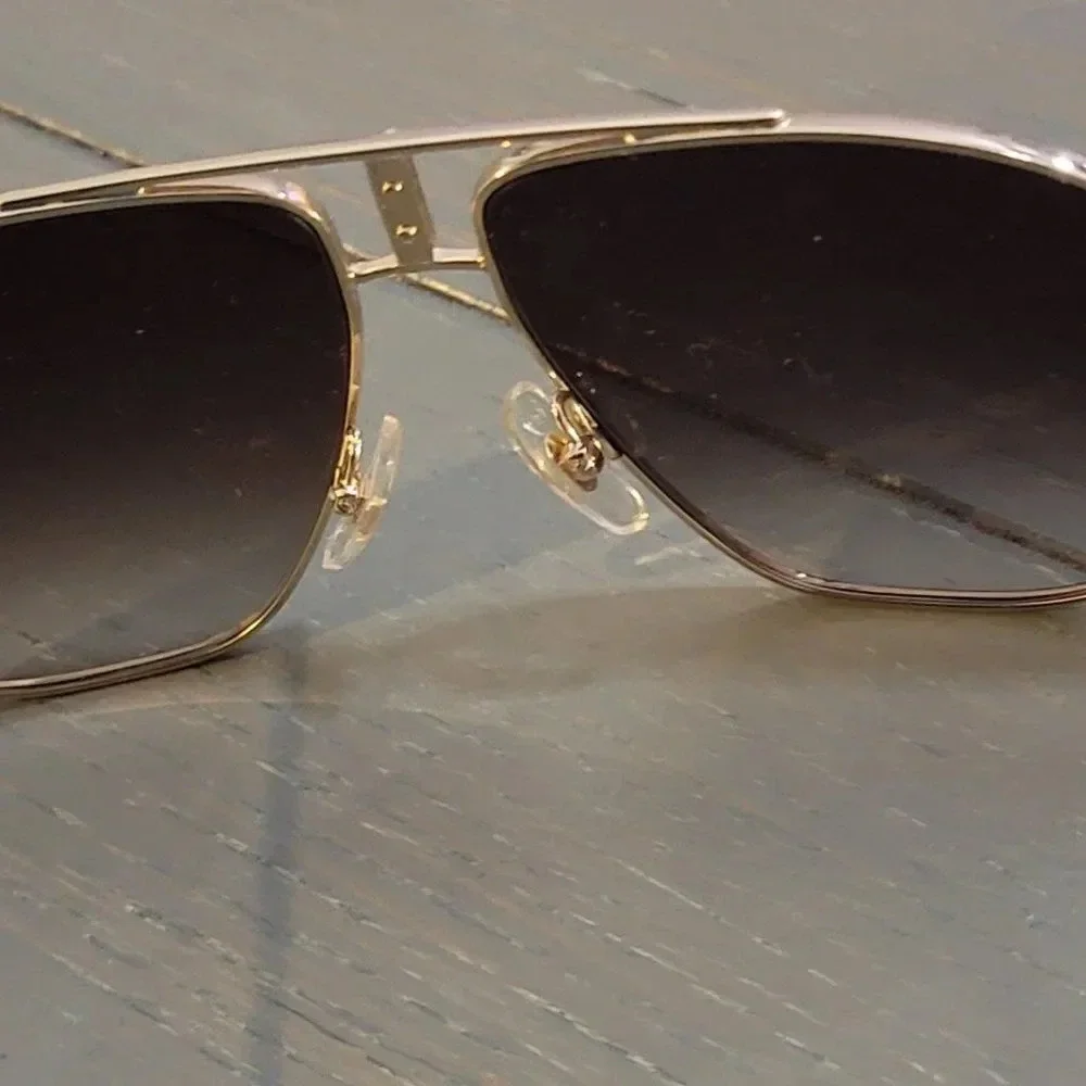 Carrera Bound Gold-Tone Metal with Black Acetate Arm Tips Sunglasses For…